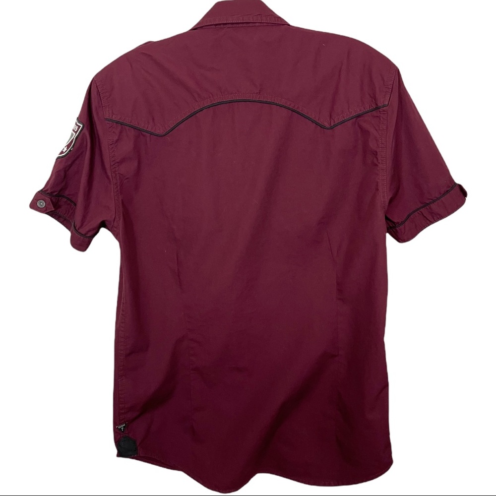 GUESS- Men's Button down Maroon Shirt- Size S - Picture 5 of 8